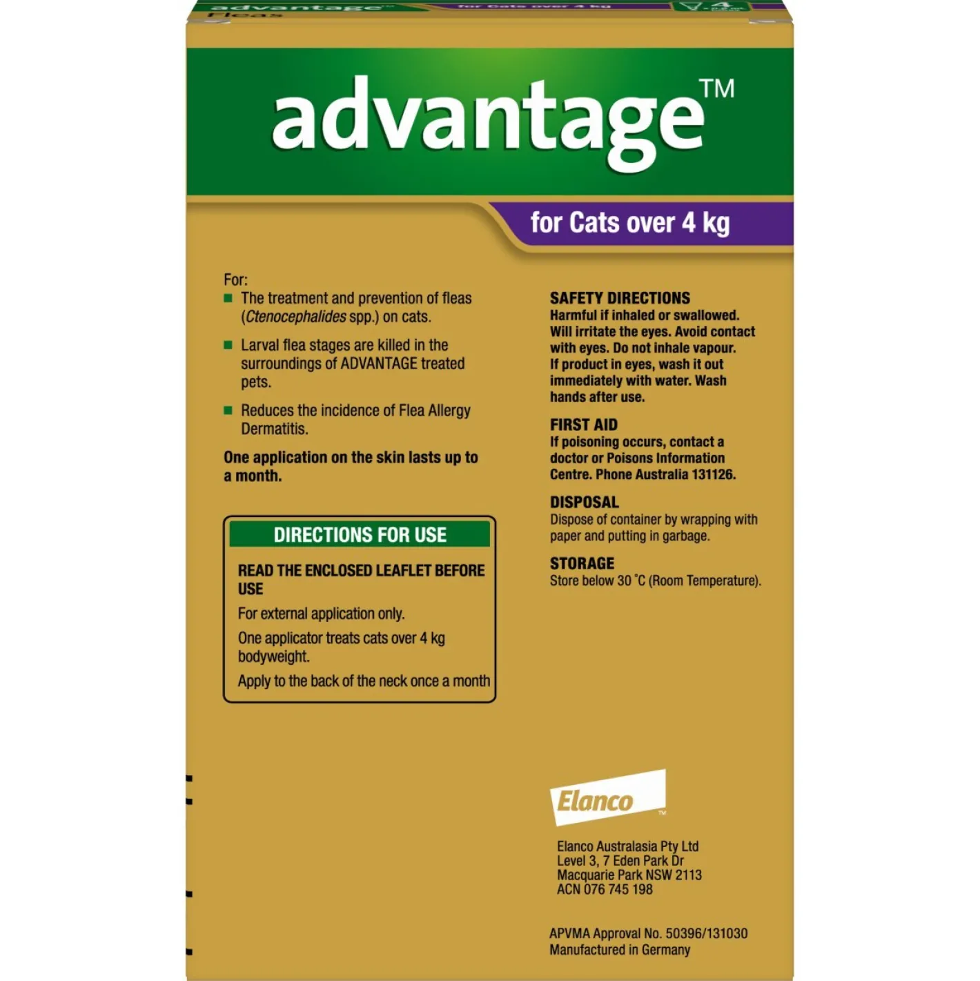 Advantage Spot-On Flea Control Treatment for Cats over 4kg Online