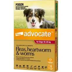 Advocate Spot-On Flea & Worm Control for Dogs 10-25kg - 6-pack New