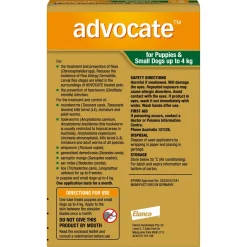 Advocate Spot-On Flea & Worm Control for Dogs up to 4kg - 3 pack Fashion