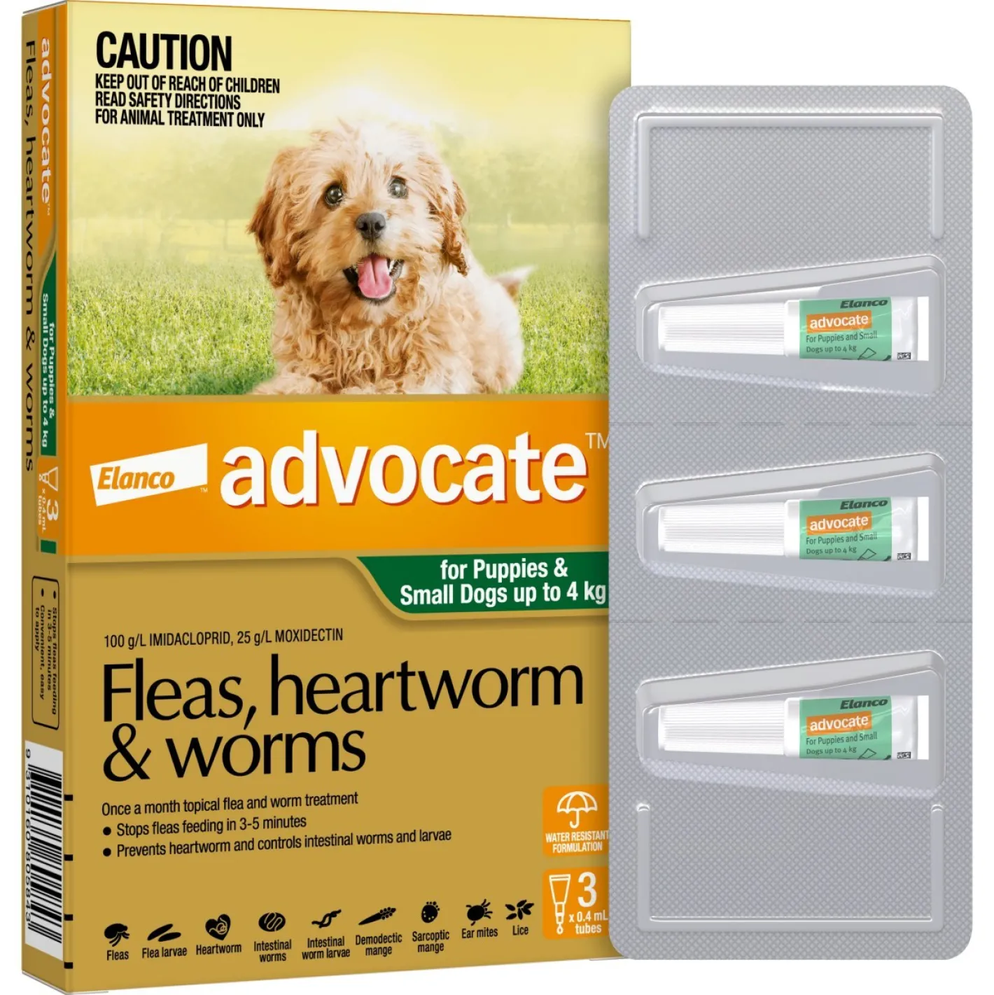 Advocate Spot-On Flea & Worm Control for Dogs up to 4kg - 3 pack Fashion