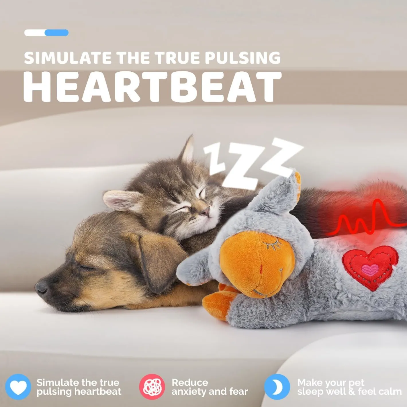 All For Paws Little Buddy Comfort Heartbeat Sheep | Puppy Anxiety Relief Best