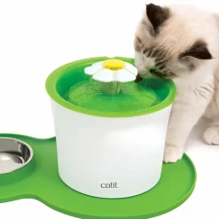 Catit Flower Fountain Placemat with Stanless Steel Bowl - Green Clearance