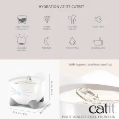 Catit Pixi Fountain with Refill Alert for Cats & Dogs - 2.5 Litres - Stainless Steel Best