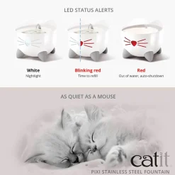 Catit Pixi Fountain with Refill Alert for Cats & Dogs - 2.5 Litres - Stainless Steel Best