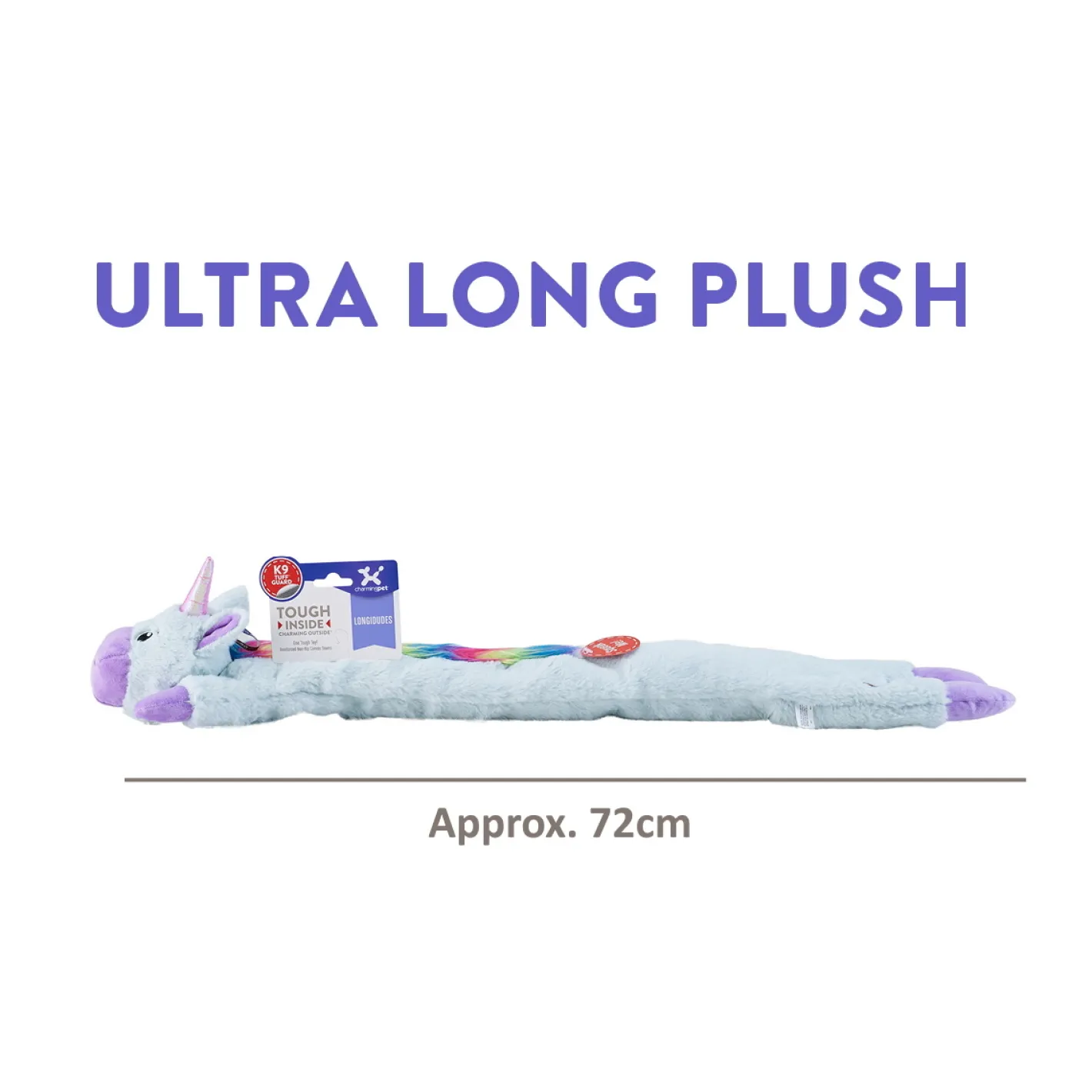 Charming Pet Longidudes Extra Long 75cm Plush Squeaker Dog Toy - Unicorn Hot