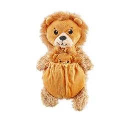 Charming Pet Pouch Pals Plush Dog Toy - Lion with Baby in Pouch Fashion
