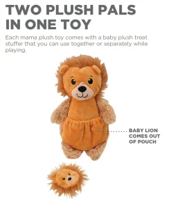 Charming Pet Pouch Pals Plush Dog Toy - Lion with Baby in Pouch Fashion