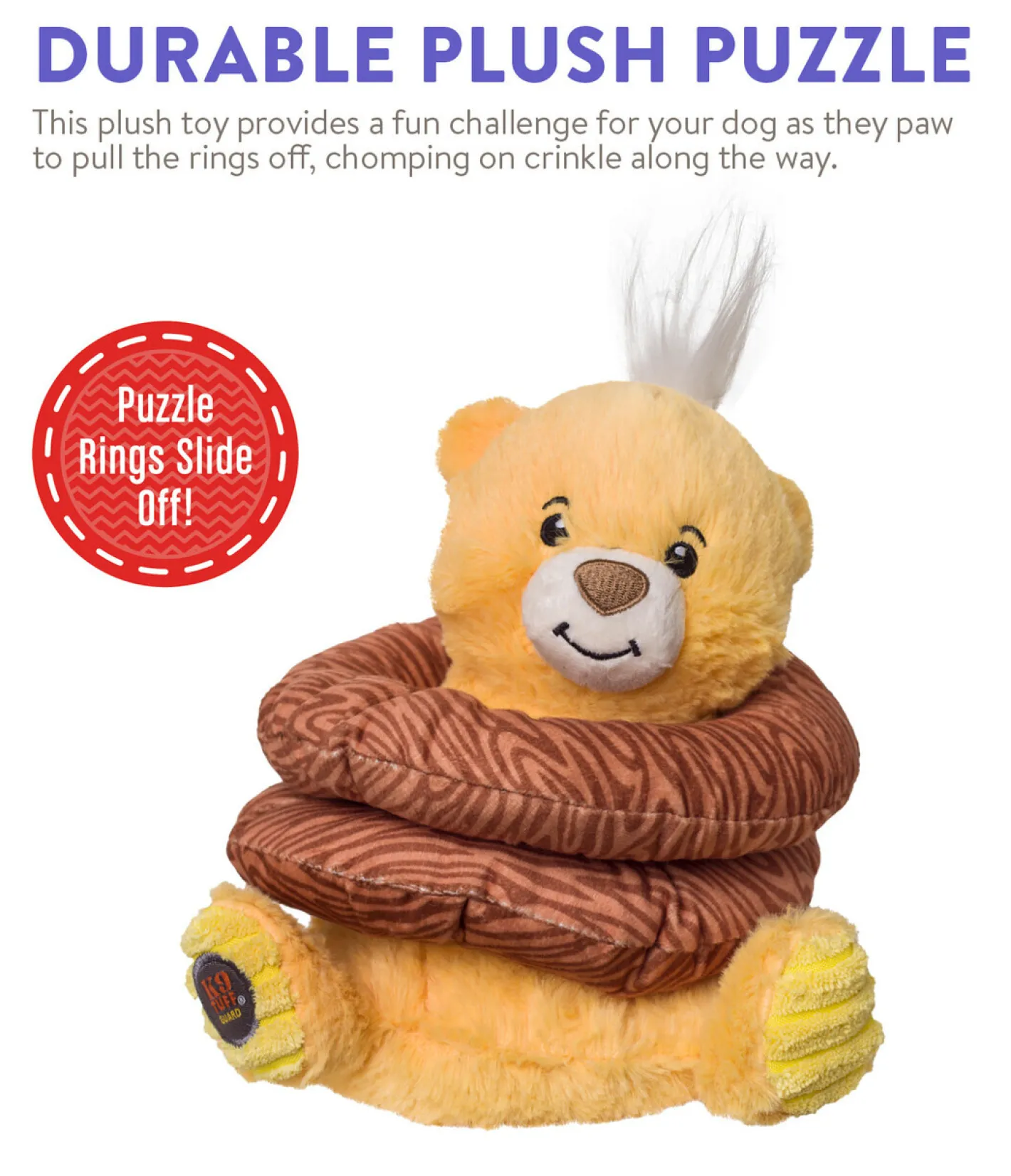 Charming Pet Ringamals Plush Puzzle Dog Toy - Bear Fashion