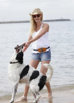 Doog Hands-Free Dog Walking Mini Belt in Grey & Neon Pink Discount