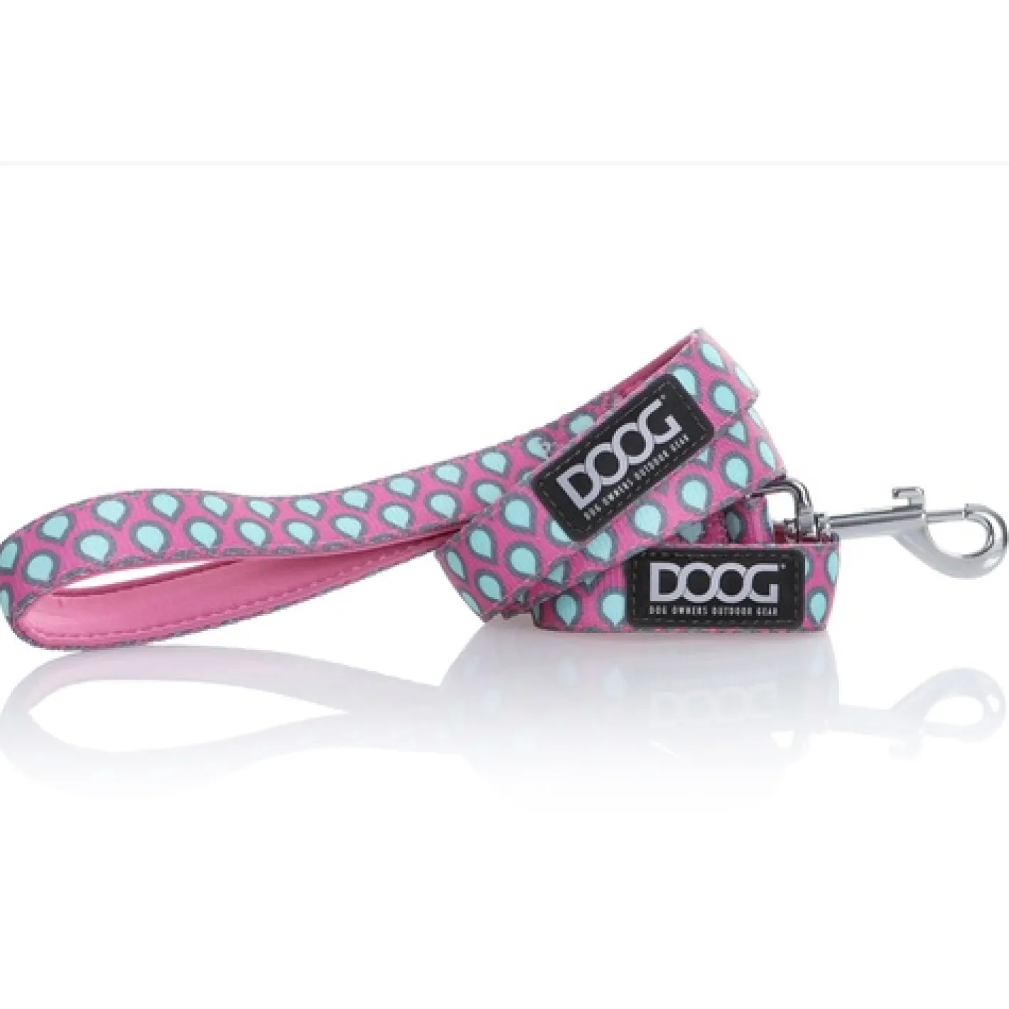 Doog Neoprene Antibacterial Dog Lead - Luna - Pink with Droplets Fashion