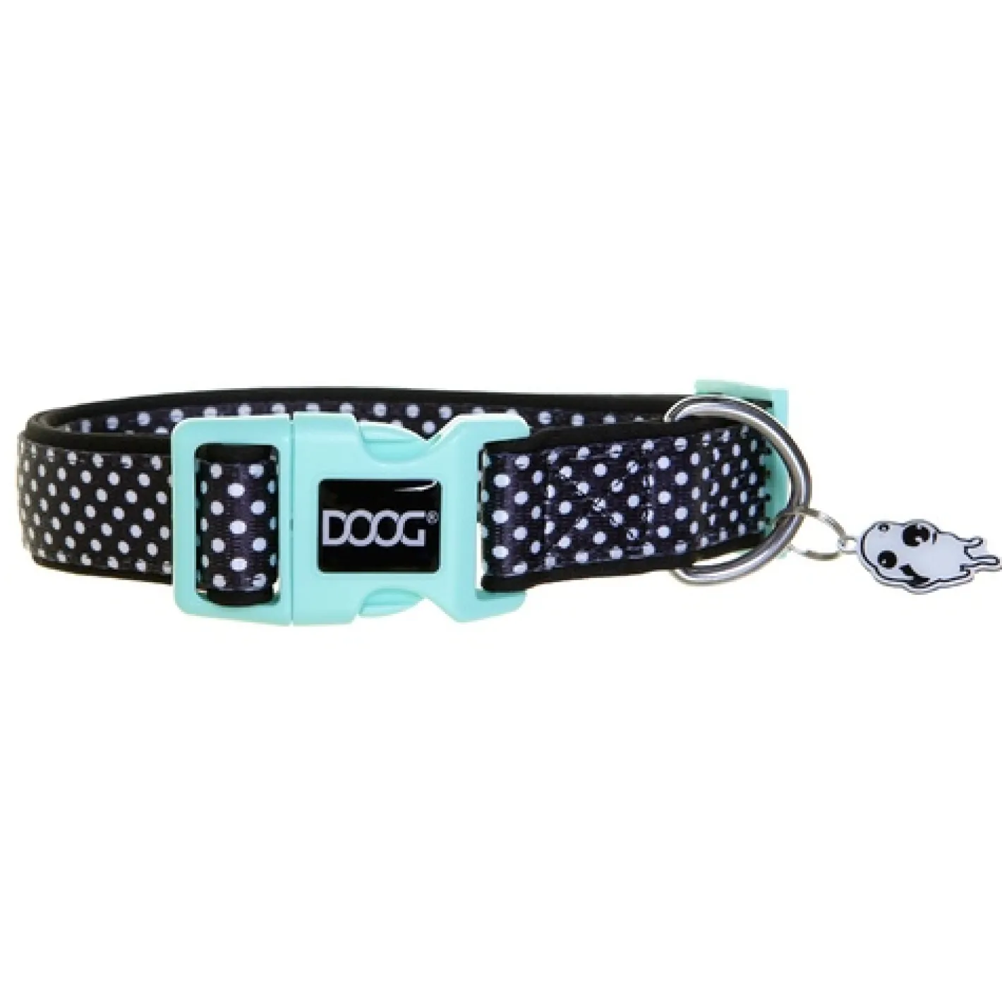 Doog Neoprene Clip Dog Collar - Pongo - Black & White Spots New