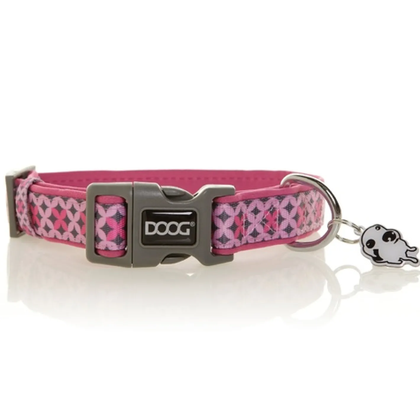 Doog Neoprene Clip Dog Collar - Toto - Geometric Pink & Navy Fashion