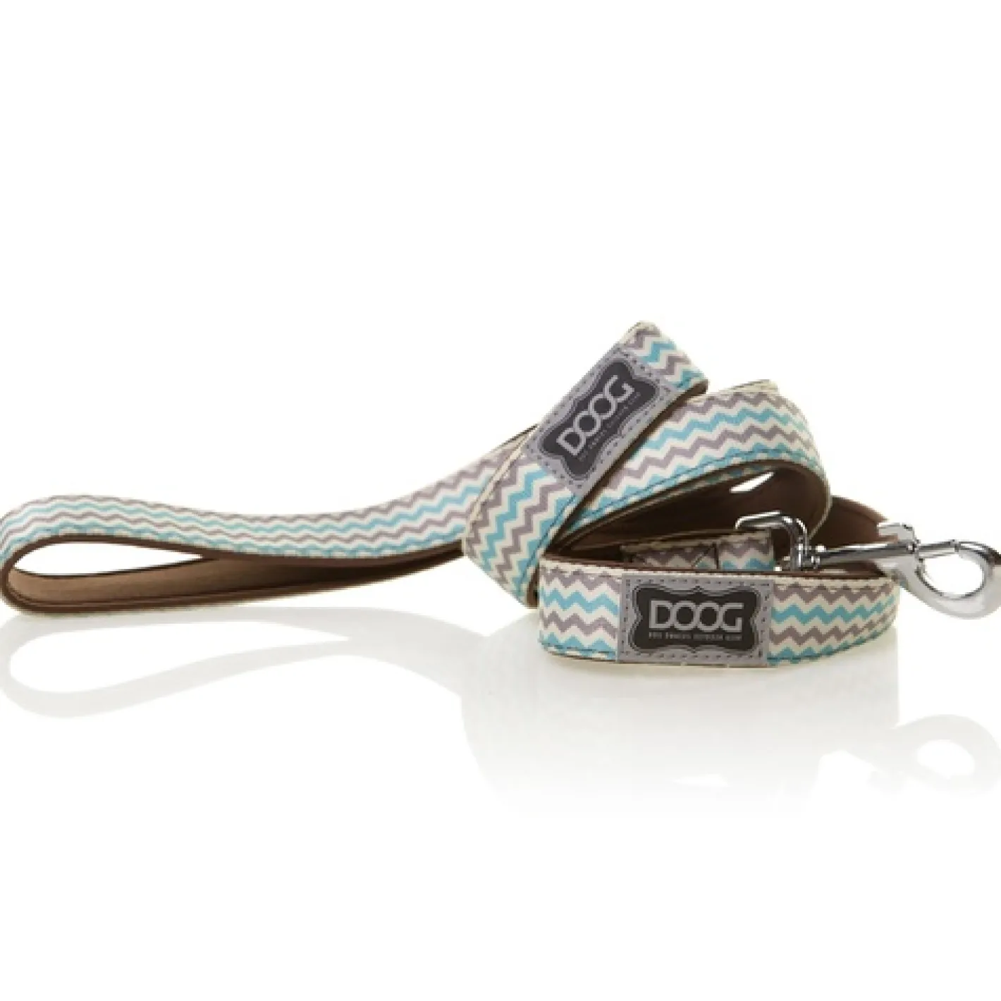 Doog Neoprene Dog Lead - Benji - Aqua & Blue Chevron Hot