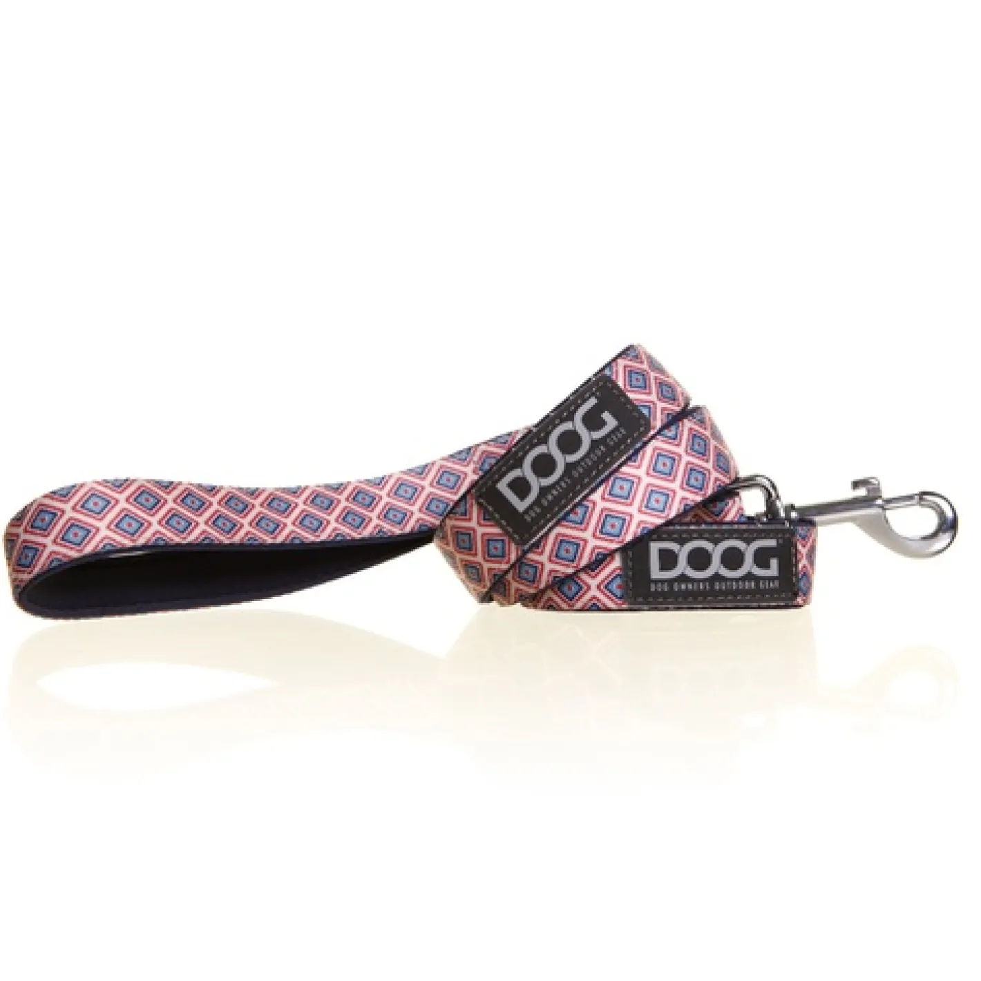 Doog Neoprene Dog Lead - Gromit - Red & Navy Diamond Fashion