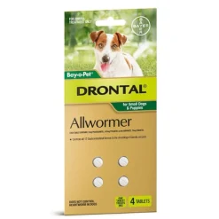 Drontal All-Wormer for Small Dogs & Puppies to 3kg - 4 Tablets Fashion