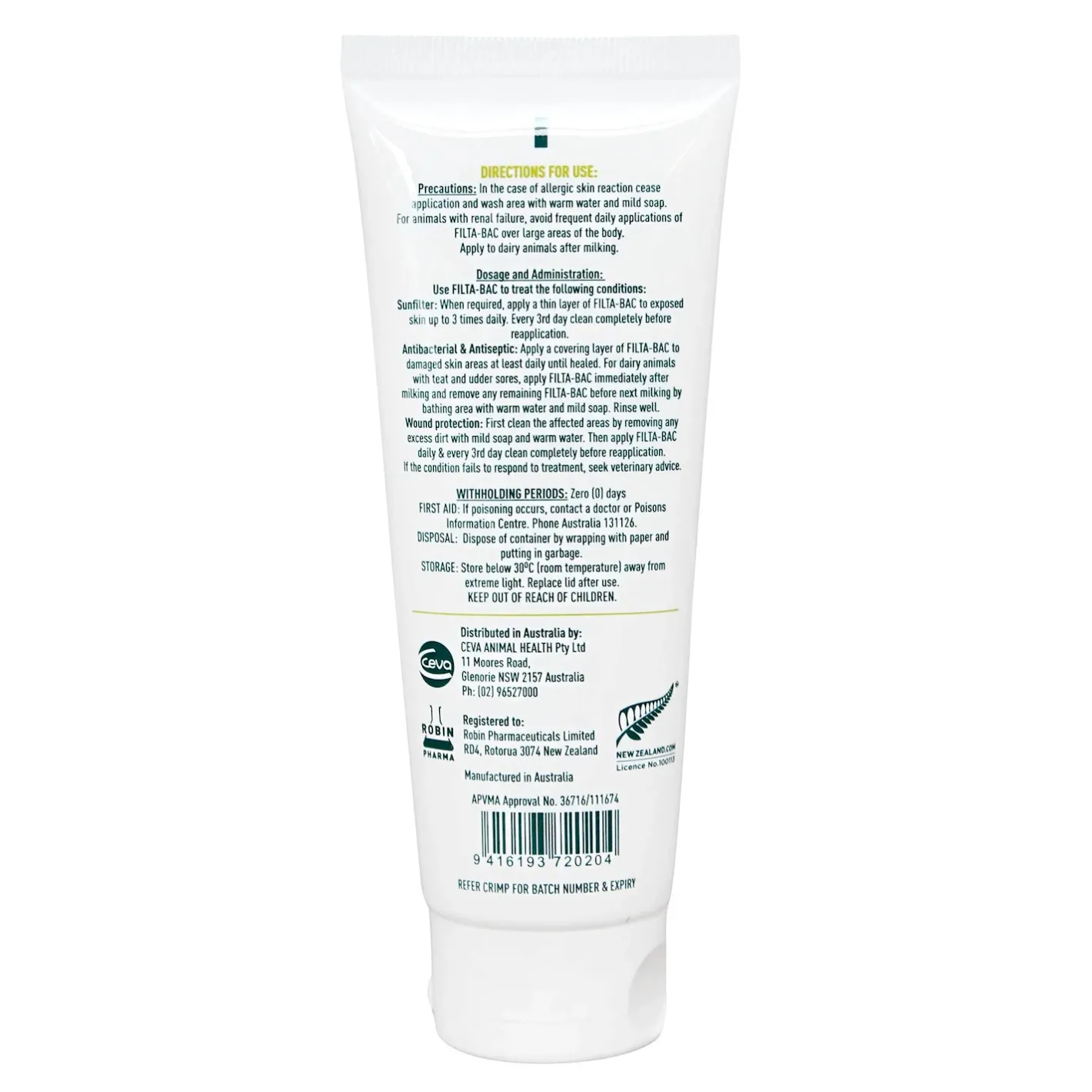 Filta Bac Filta-Bac Sunscreen and Anti-Bacterial Pet Cream 120g Clearance
