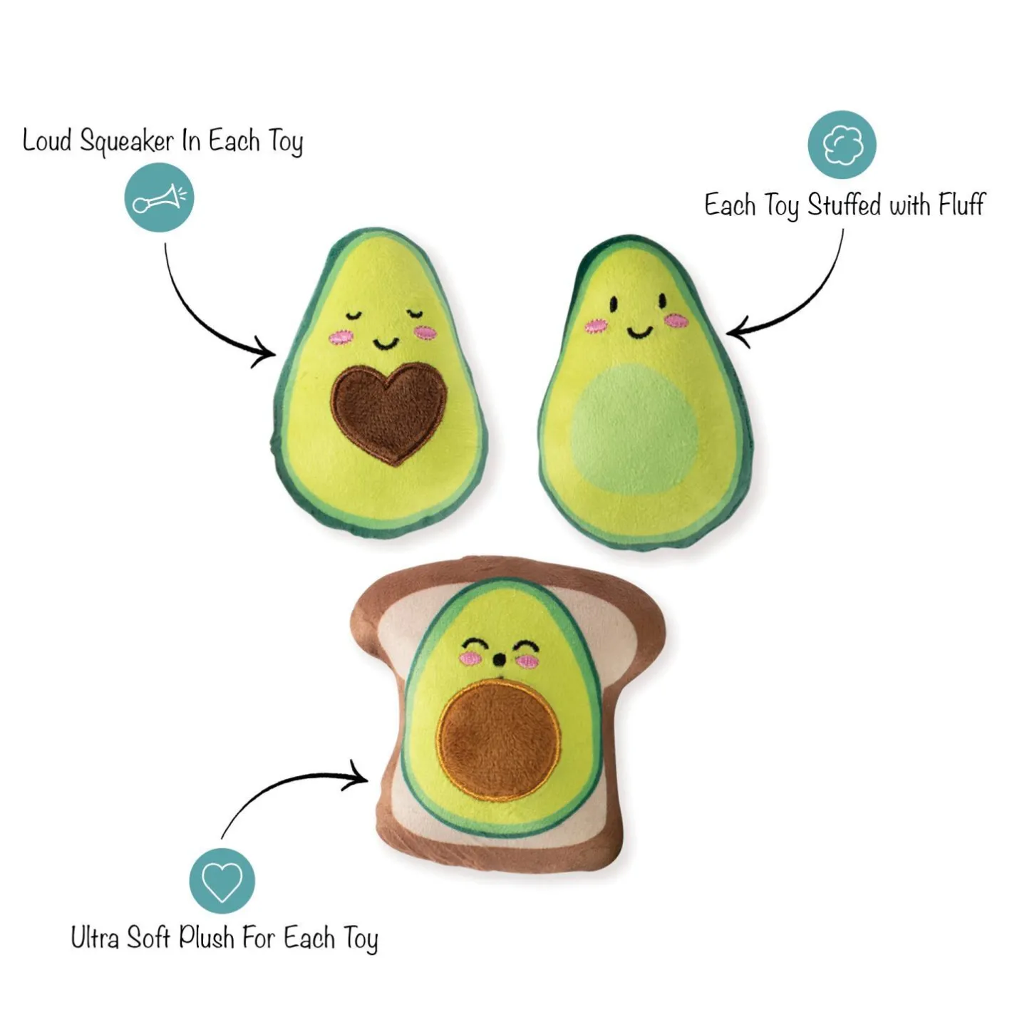 Fringe Studio Avocado on Toast 3-piece Small Dog Toys Sale