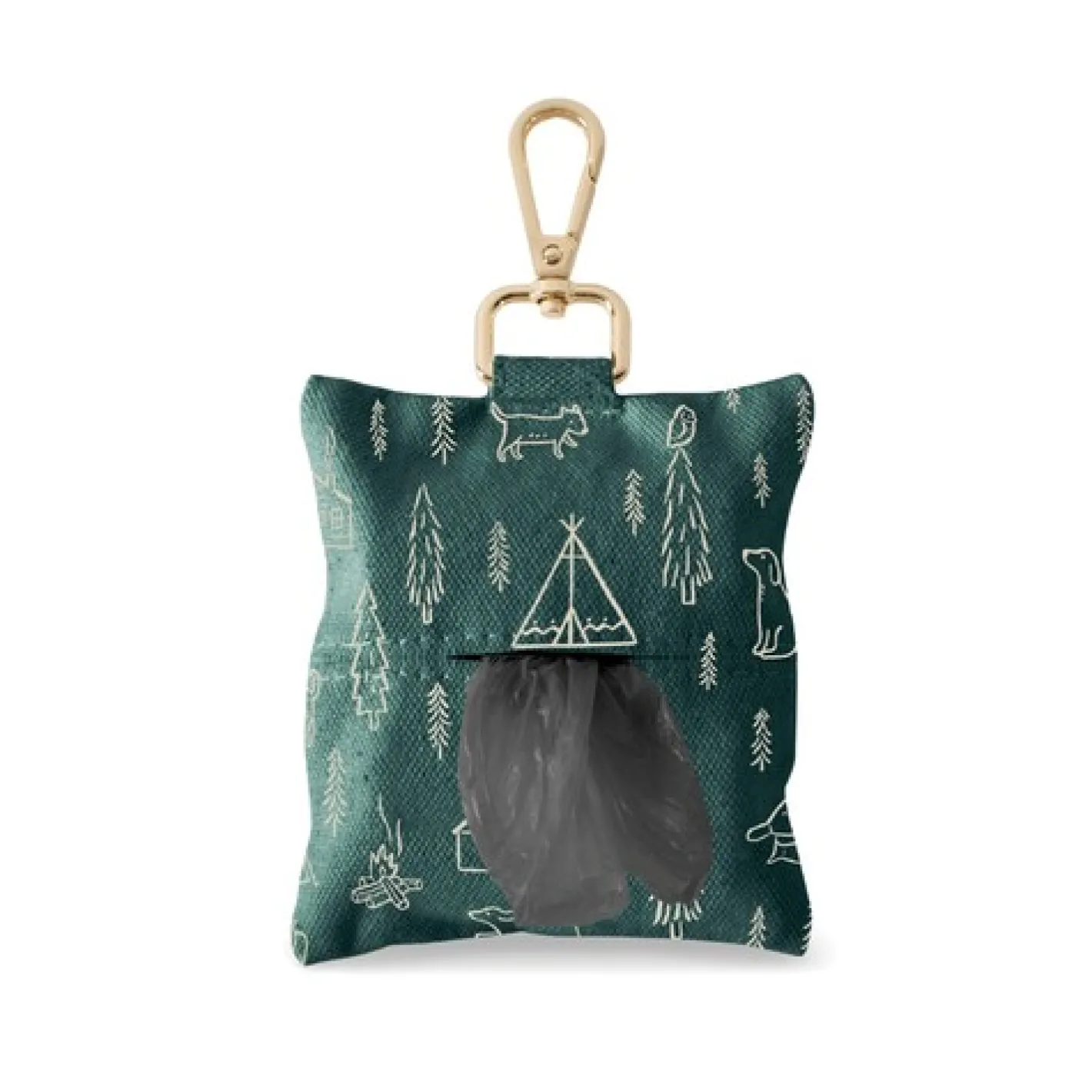 Fringe Studio Canvas Dog Poop Waste Bag Dispenser with Keychain - Camping Green Clearance