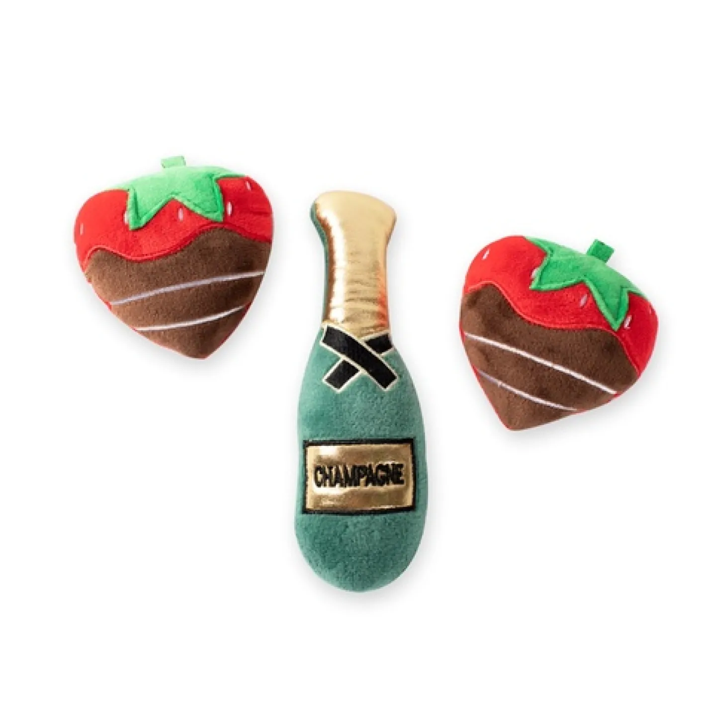 Fringe Studio Champagne Strawberry 3-piece Small Dog Toy Set New
