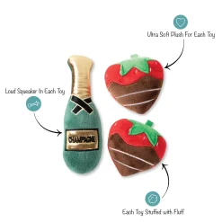 Fringe Studio Champagne Strawberry 3-piece Small Dog Toy Set New