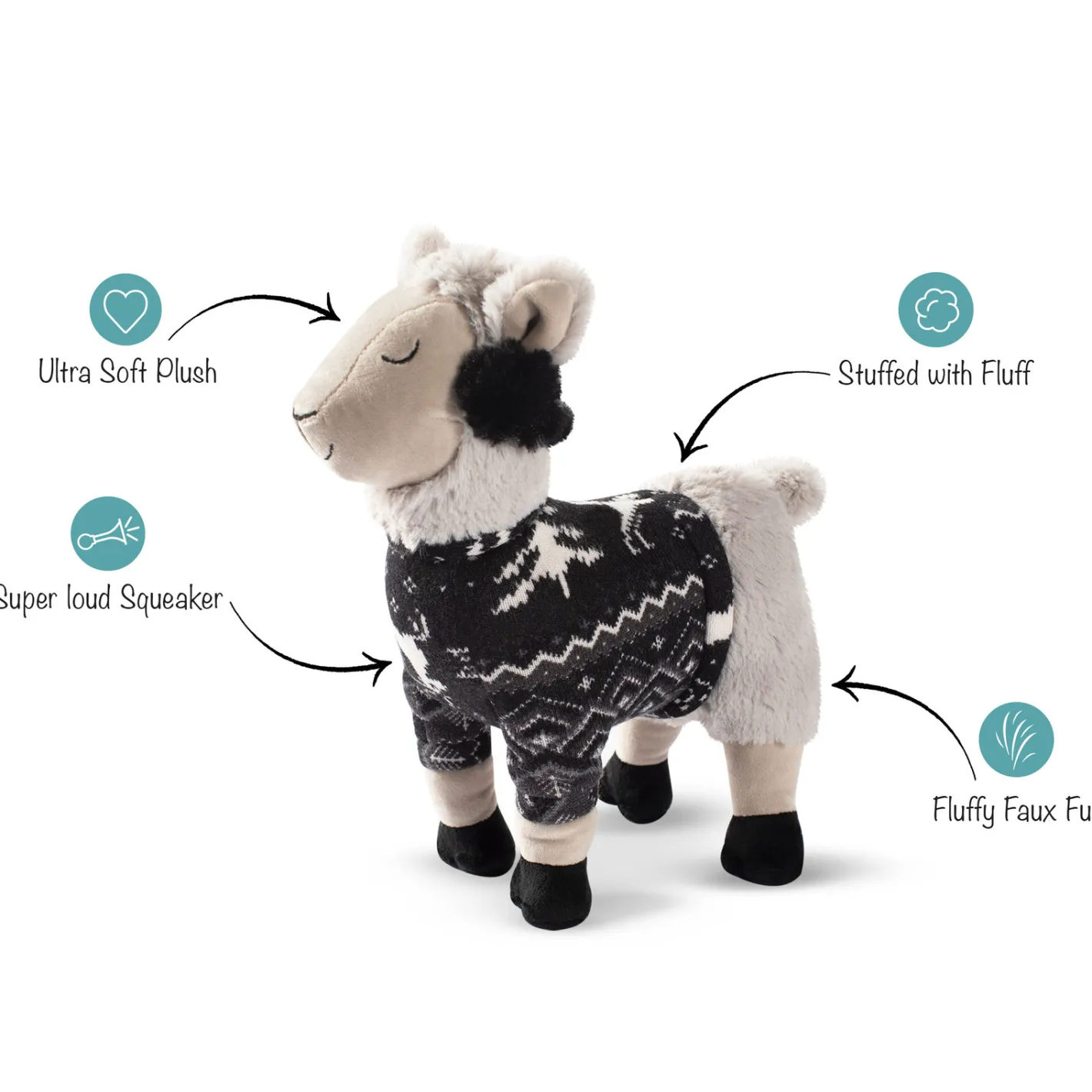 Fringe Studio Christmas Fa La La La Llama Plush Dog Toy Fashion