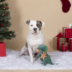Fringe Studio Christmas Oh Snap! T-Rex and Cookies Plush Squeaker Dog Toy Hot