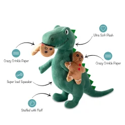 Fringe Studio Christmas Oh Snap! T-Rex and Cookies Plush Squeaker Dog Toy Hot