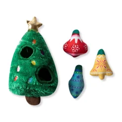 Fringe Studio Christmas Tree Burrow Dog Toy - Ready Set Glow! + 3 Toys Clearance