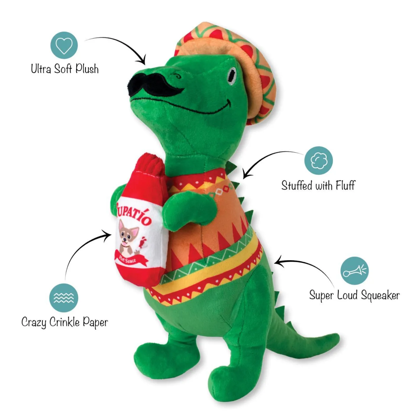 Fringe Studio Fiesta Saurus Dinosaur Plush Dog Toy - Extra Large Online