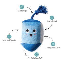 Fringe Studio Hanukkah Holiday Plush Rope Dog Toy - Go For A Spin Dreidel Hot