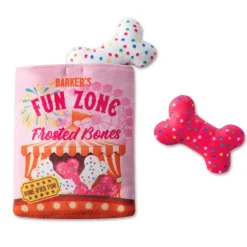 Fringe Studio Plush Burrow Interactive Dog Toy - Fun Zone Bones New
