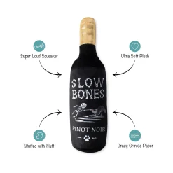 Fringe Studio Plush Squeaker Dog Toy - Slow Bones Bottle Pinot Noir Sale