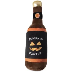 Fringe Studio Plush Squeaker Dog Toy - Bottle Pumpkin Porter Fashion