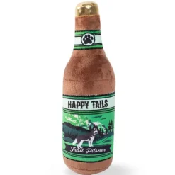 Fringe Studio Plush Squeaker Dog Toy - Happy Tails Beer Bottle Hot