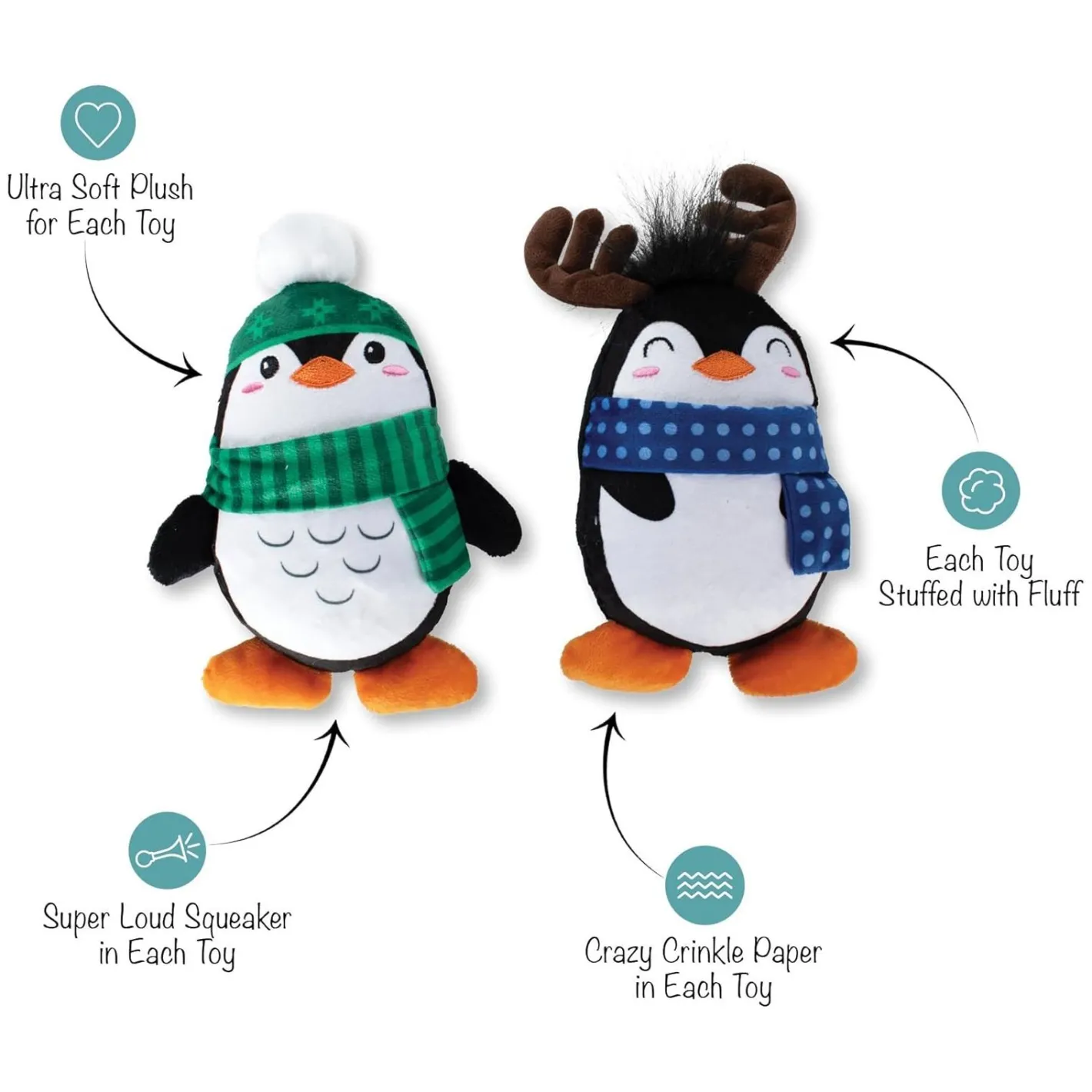 Fringe Studio Winter Waddle Land Plush Squeaker 2-Piece Christmas Dog Toy Outlet