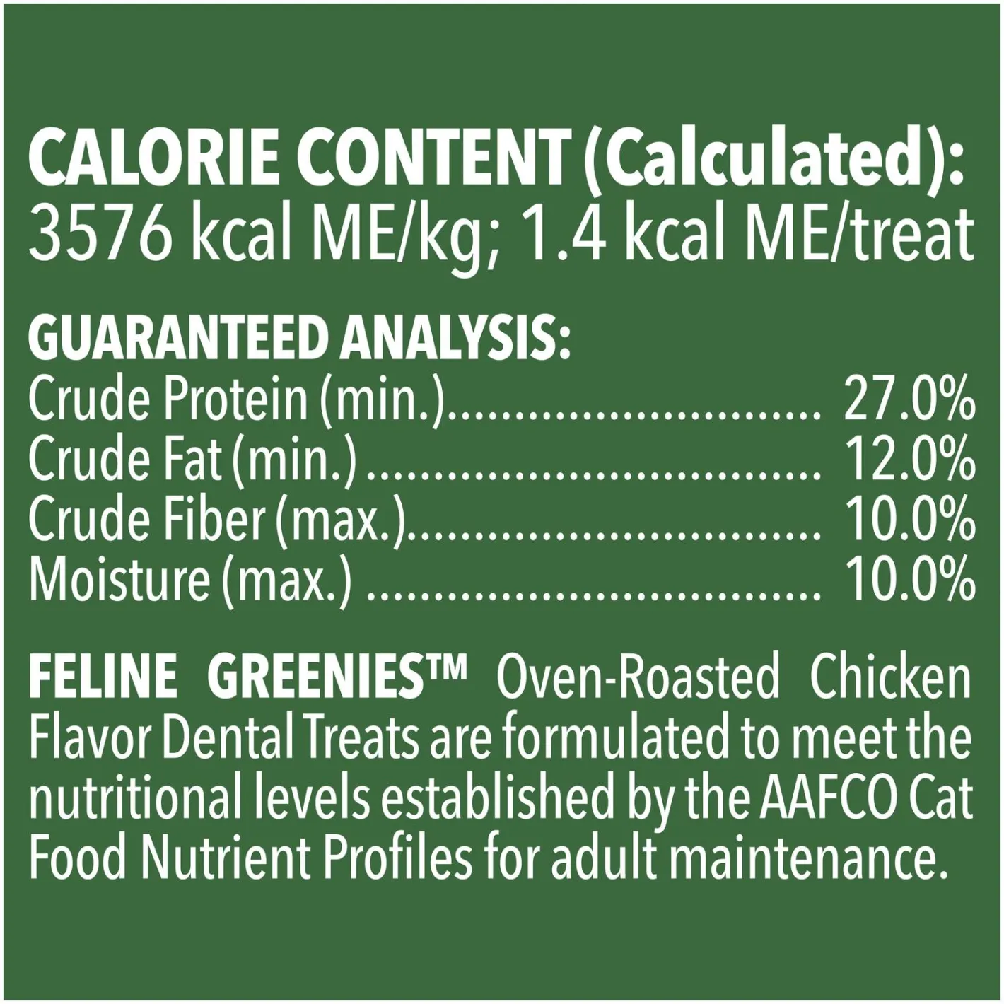 Greenies Feline Cat Dental Treats Oven Roasted Chicken Flavour 10 x 60g Packs Sale