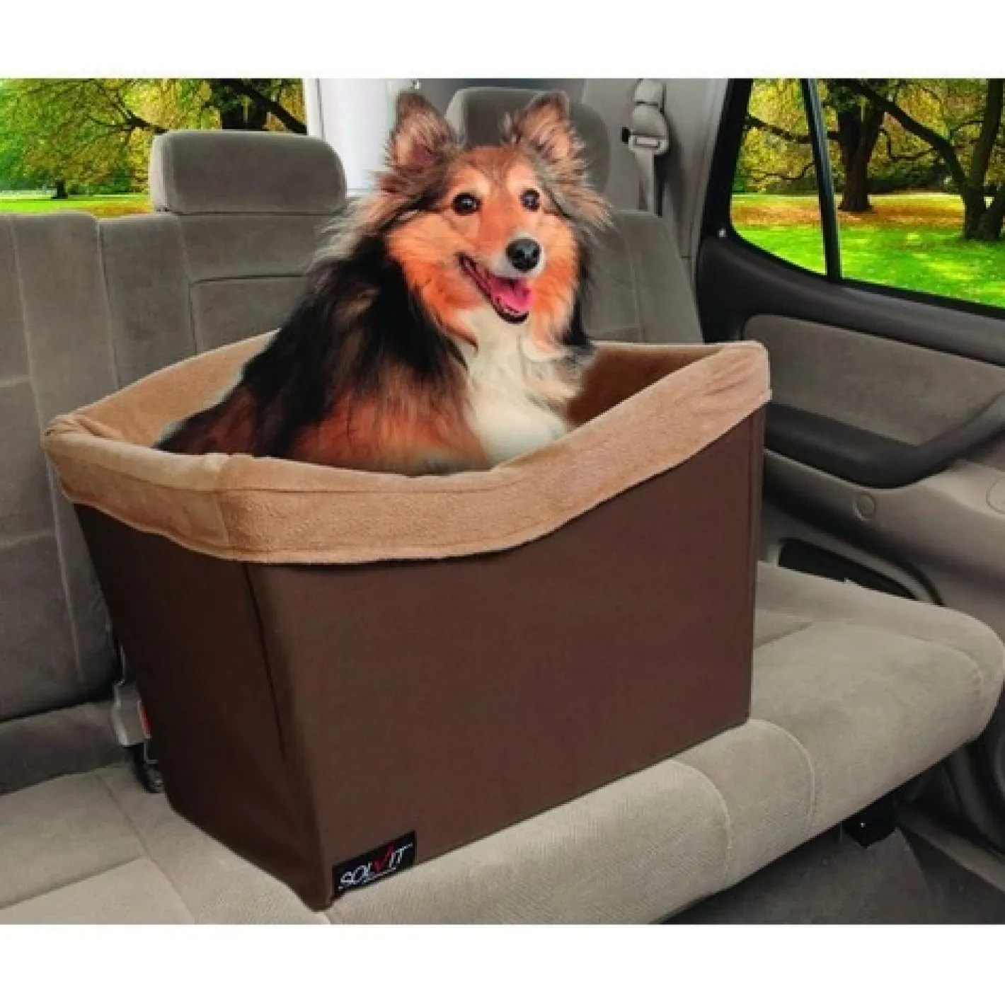 Petsafe Happy Ride Solvit Jumbo On-Seat Booster Safety Seat in Chocolate for Small to Medium Dogs Fashion
