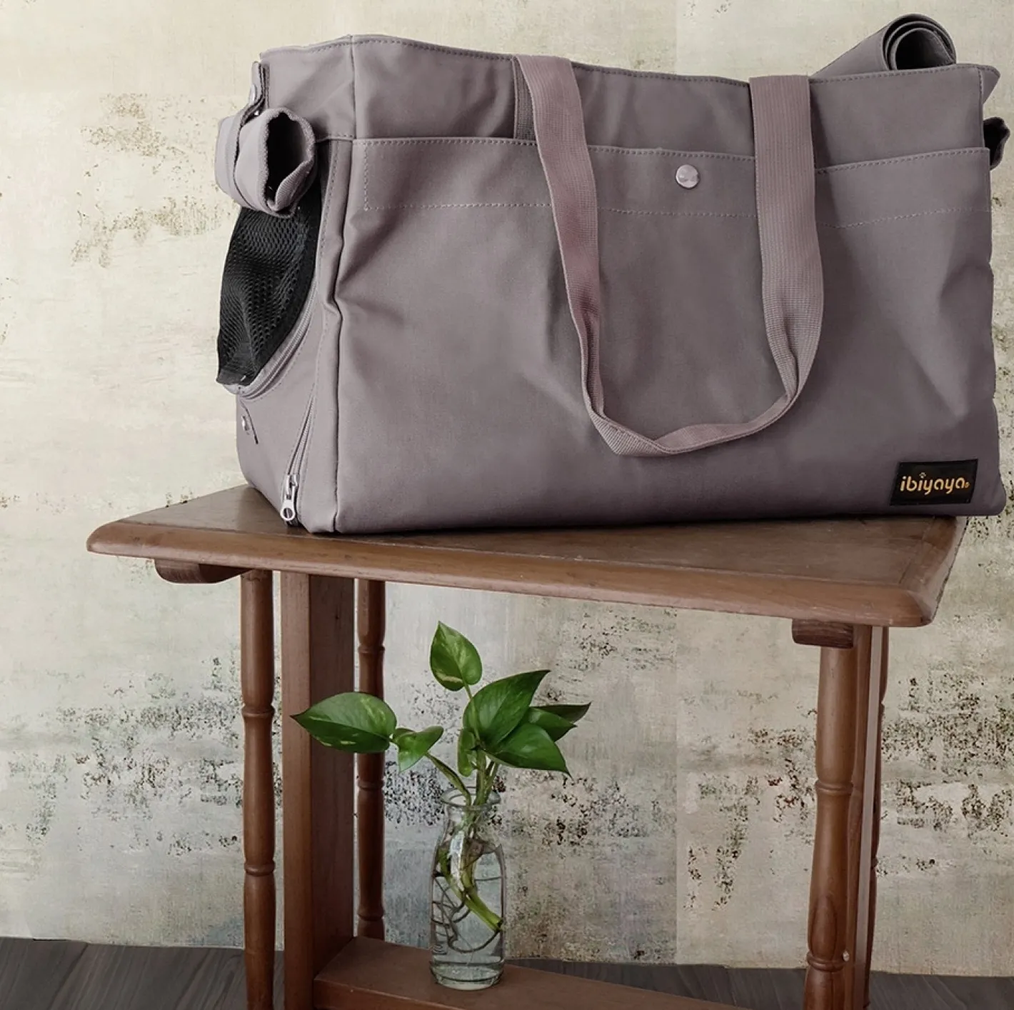 Ibiyaya Canvas Pet Carrier Tote for Cats & Dogs - Grey New