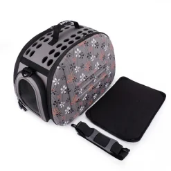 Ibiyaya Collapsible Traveling Shoulder Pet Carrier for Cats & Dogs - Grey with Flowers Hot