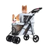 Ibiyaya Double Decker Pet Stroller for Multiple Pets - Silver Gray New