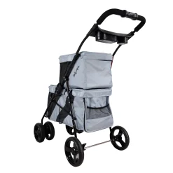 Ibiyaya Double Decker Pet Stroller for Multiple Pets - Silver Gray New