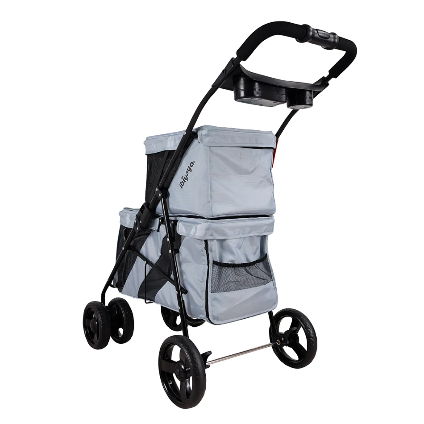 Ibiyaya Double Decker Pet Stroller for Multiple Pets - Silver Gray New