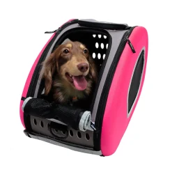 Ibiyaya EVA Pet Carrier/Wheeled Carrier Backpack - Hot Pink Outlet