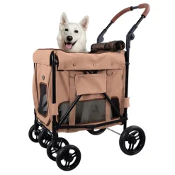 Ibiyaya Gentle Giant Dual Entry Pet Wagon Stroller Pram for Dogs up to 25kg - Peach Discount