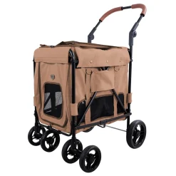 Ibiyaya Gentle Giant Dual Entry Pet Wagon Stroller Pram for Dogs up to 25kg - Peach Discount