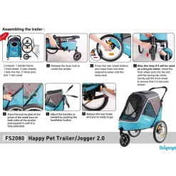 Ibiyaya Happy Pet Stroller Pram Jogger 2.0 - New and Improved w/ Bicycle Attachment New