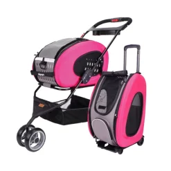 Ibiyaya 5-in-1 Combo EVA pet Carrier & Stroller Backpack - Hot Pink Clearance