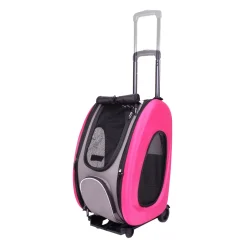 Ibiyaya 5-in-1 Combo EVA pet Carrier & Stroller Backpack - Hot Pink Clearance