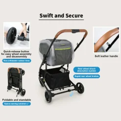 Ibiyaya NeoRider Multi-purpose Detachable Pet Stroller - Silver Mist Discount