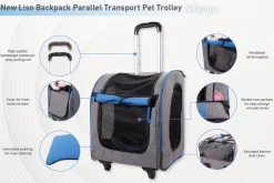Ibiyaya New Liso Backpack Parallel Transport Pet Trolley - Slate/Sapphire New